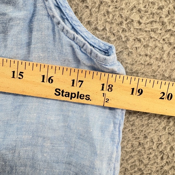 Tahari 100% Linen Chambray Sleeveless Henley Top Blue Women’s Small - Picture 4 of 7